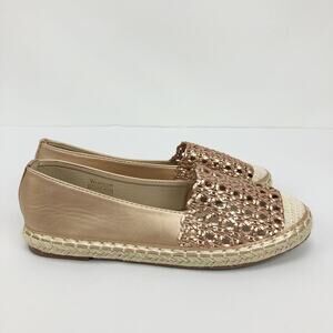 Wanted Womans Slip On Espadrilles Loafers 10 Rose Gold Casual Flats NWOB